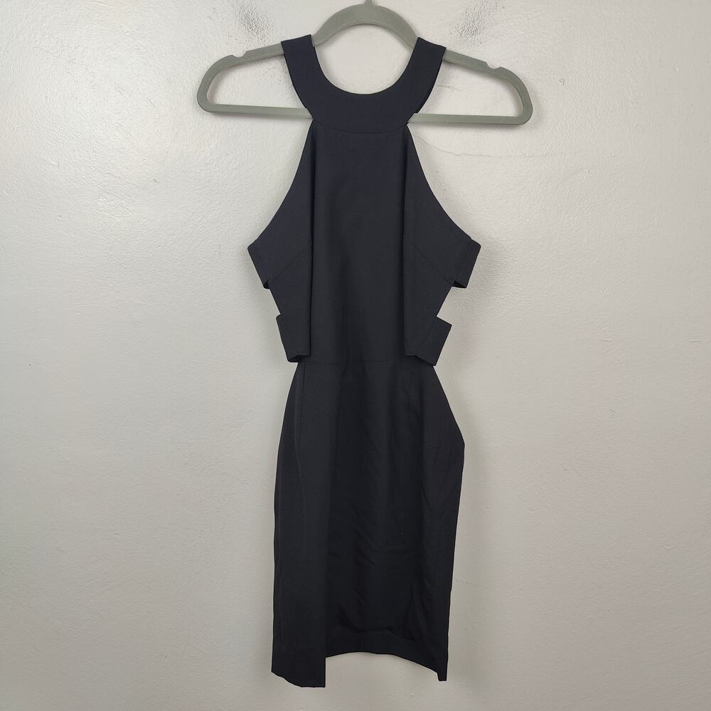 Nomia Cut Out Dress Womens 2 Black Sleeveless‎ Mini Y2K Rave Goth Minimalist